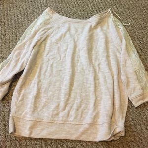 Cream top with lace detail sleeves